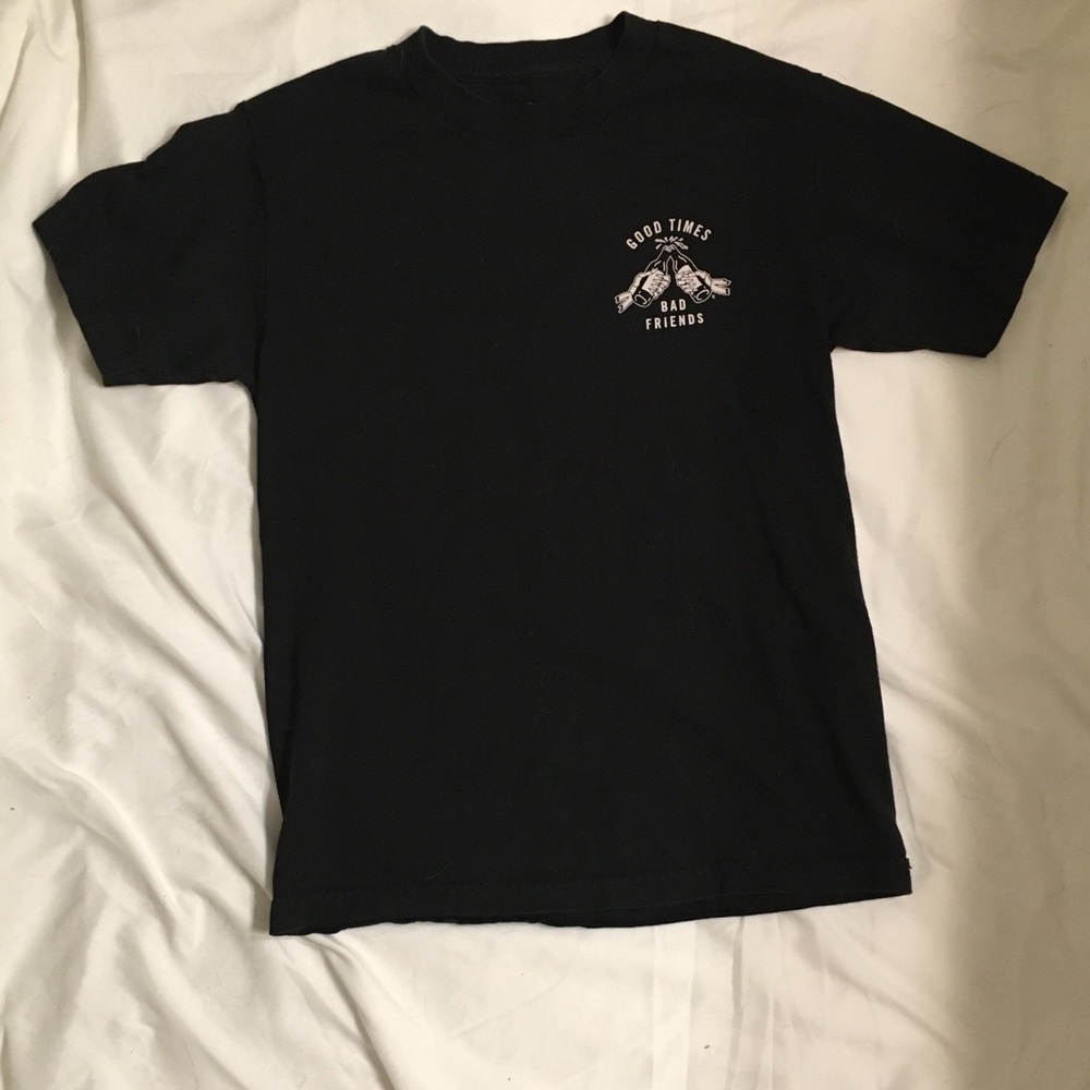 Sketchy Tank Black Tee Good Times Bad Friends